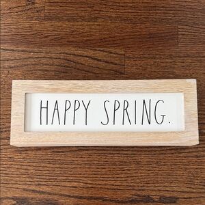 RAE DUNN Happy Spring Wood Framed Sign - White and Natural